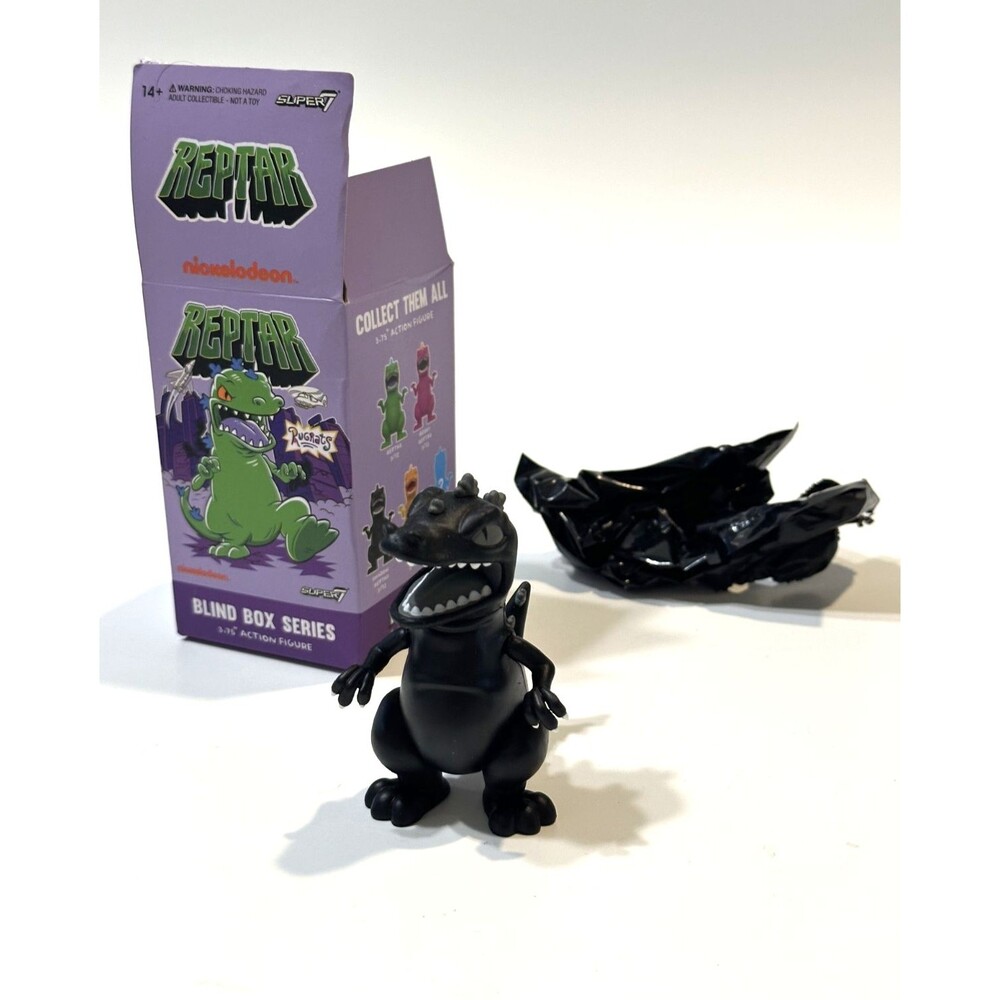 RUGRATS REPTAR BLIND BOX SERIES REACTION 3.75" TOY FIGURE SUPER 7- Shadow Reptar